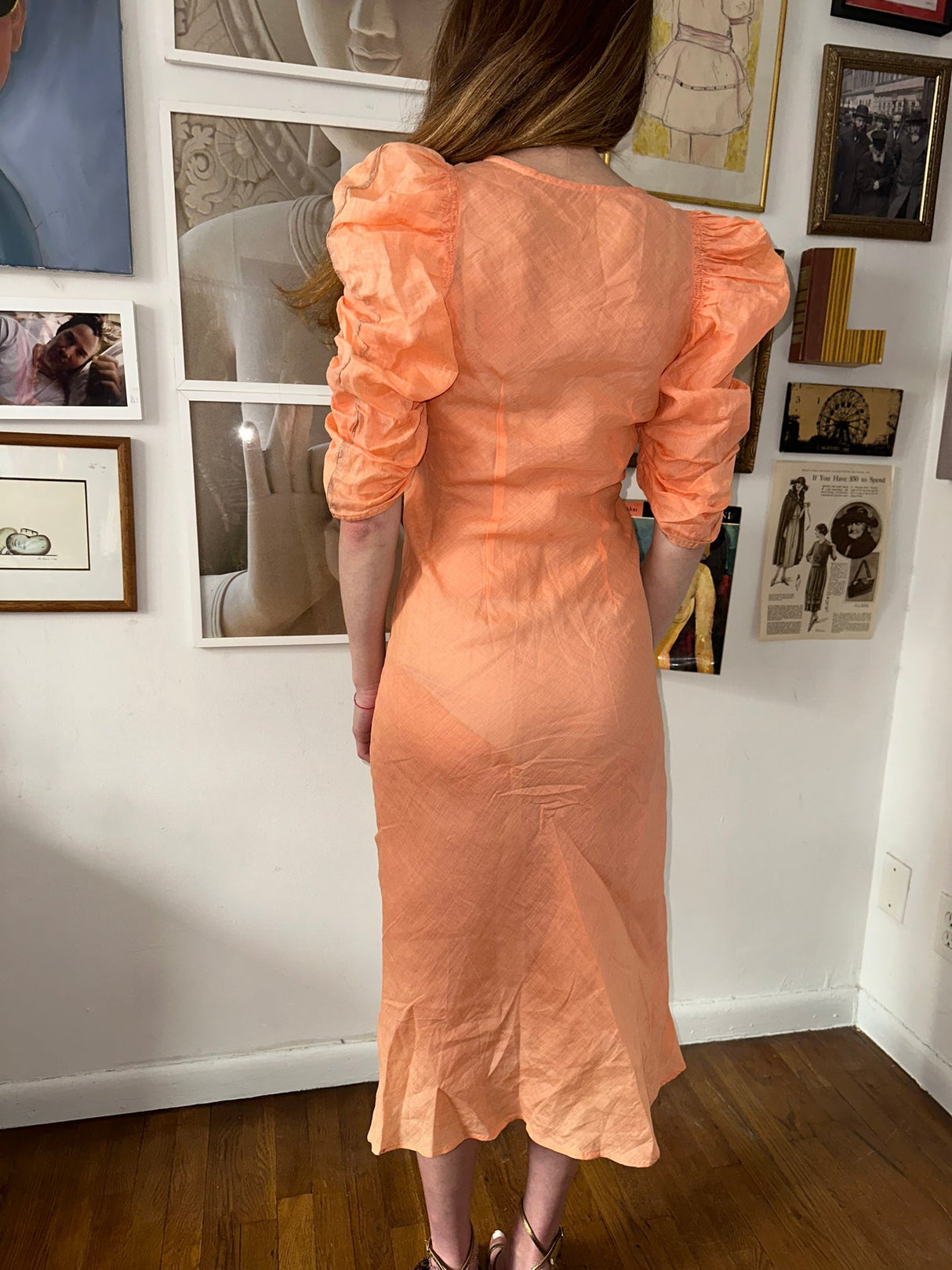 French Linen 80s Bias Cut Dress