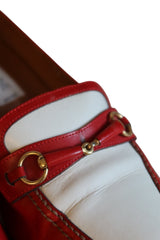 Celine red and white loafers with gold hardware (39)