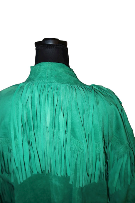 Moschino green leather/suede jacket with fringes