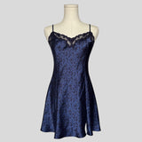 Sweetheart lace neckline slip in navy floral