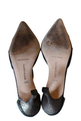 Manolo Blahnik snakeskin green iridescent heels (39.5)