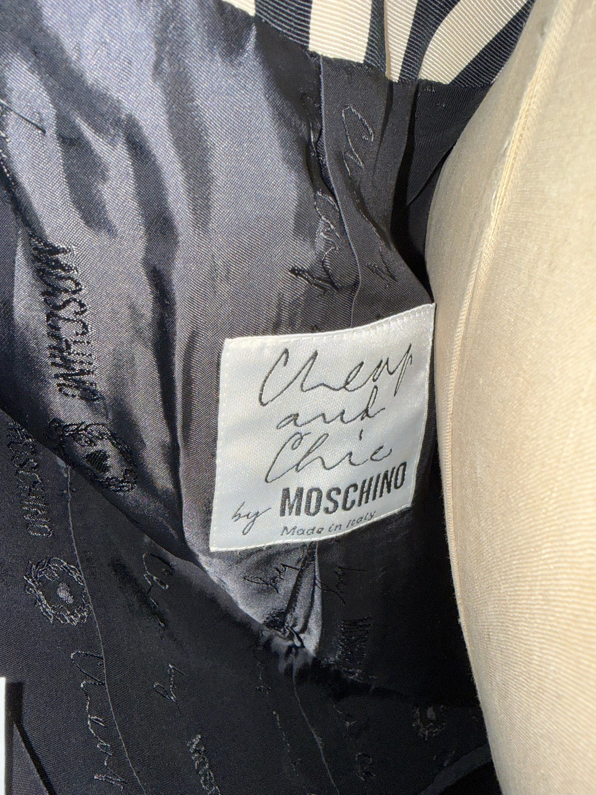 Moschino Black & White Cropped Striped Cuff Jacket