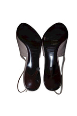 Burberry taupe leather open toe slingback heels (40)