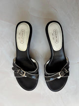 Coach US 9 Black Leather Slide Sandal