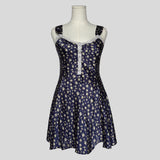 Floral lace trim pearl button slip