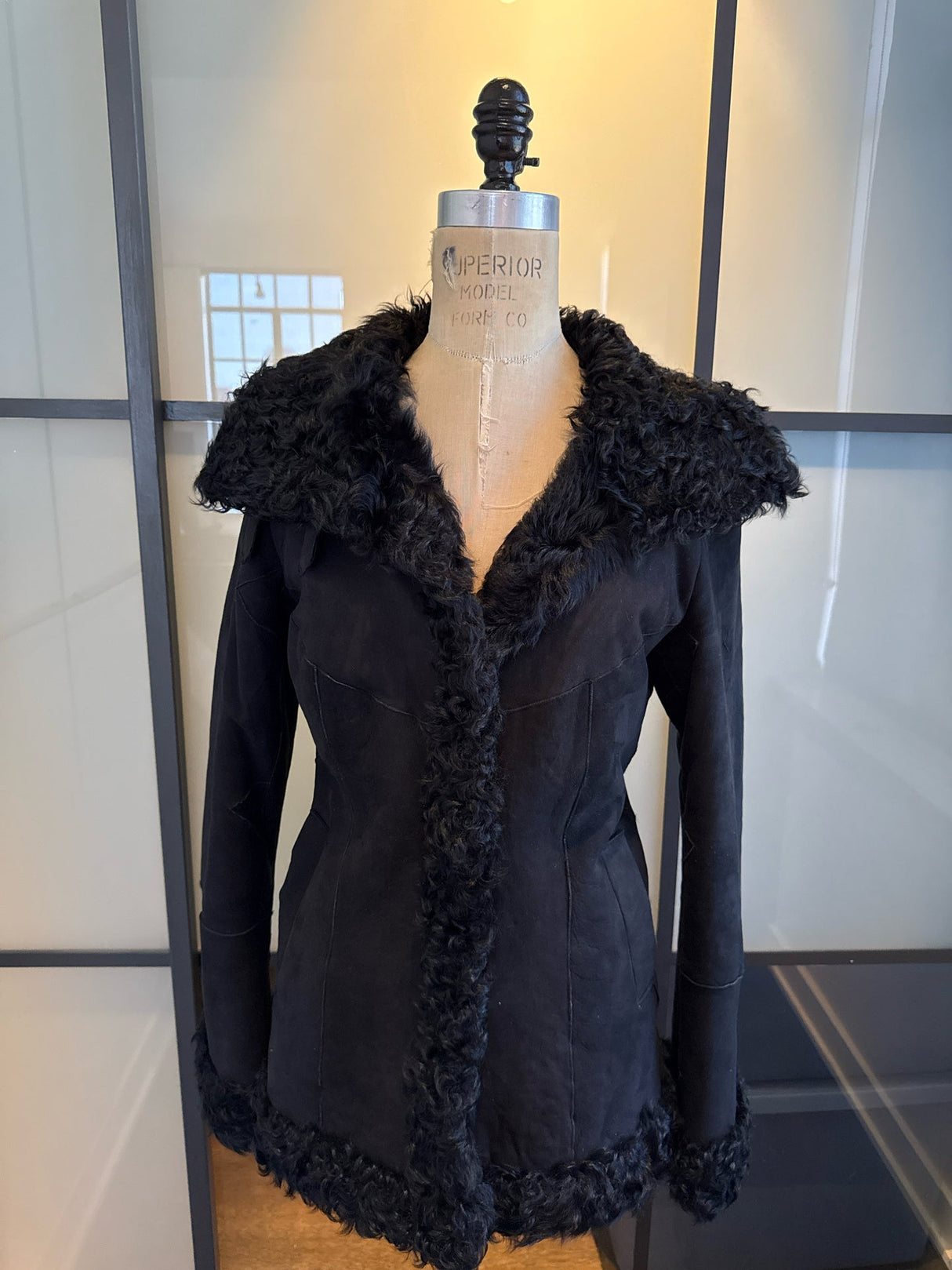Express Black Size XS Shearling Fur Coat