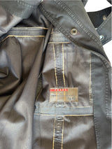 Prada 2004 black trench coat with silver belted eyelets (sz 42)