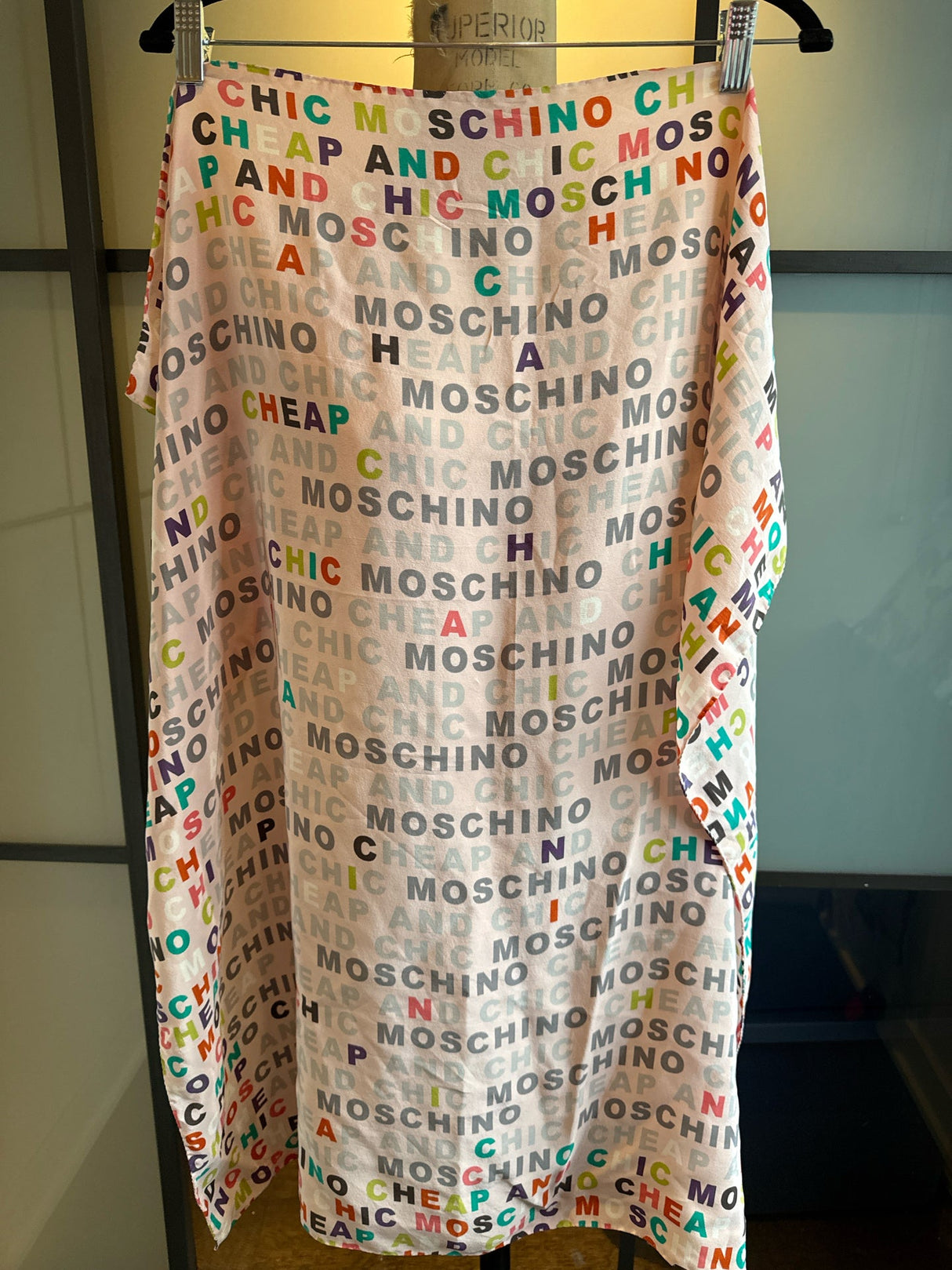 Moschino Pink Silk Letters Dress Scarf