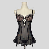 Sheer mesh lace bust negligee