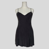 Silk v-neck slip dress in charcoal