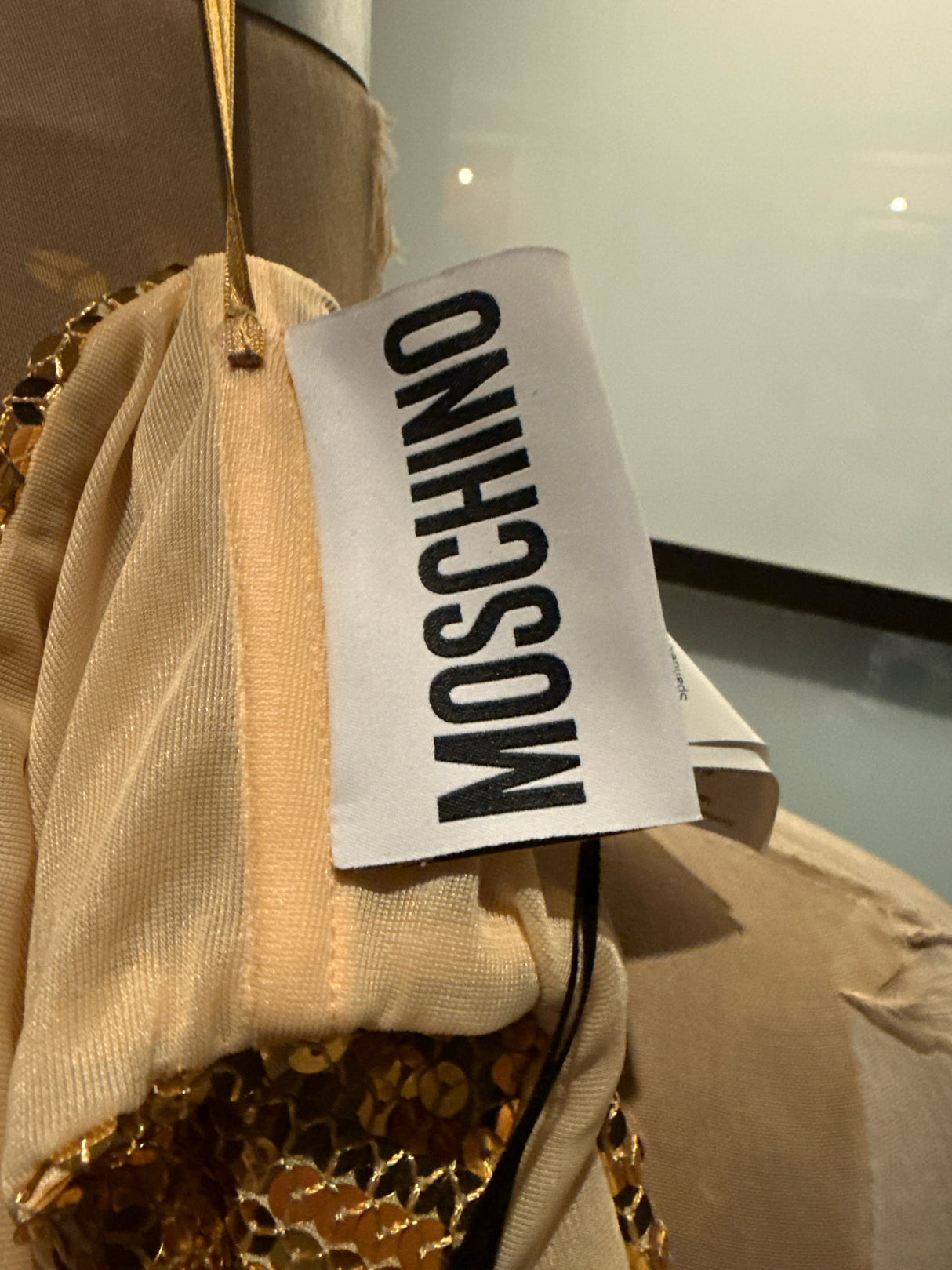 Moschino Gold & Black Sequined Crop Top Bandeau  NWT