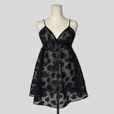 Heart print sheer babydoll