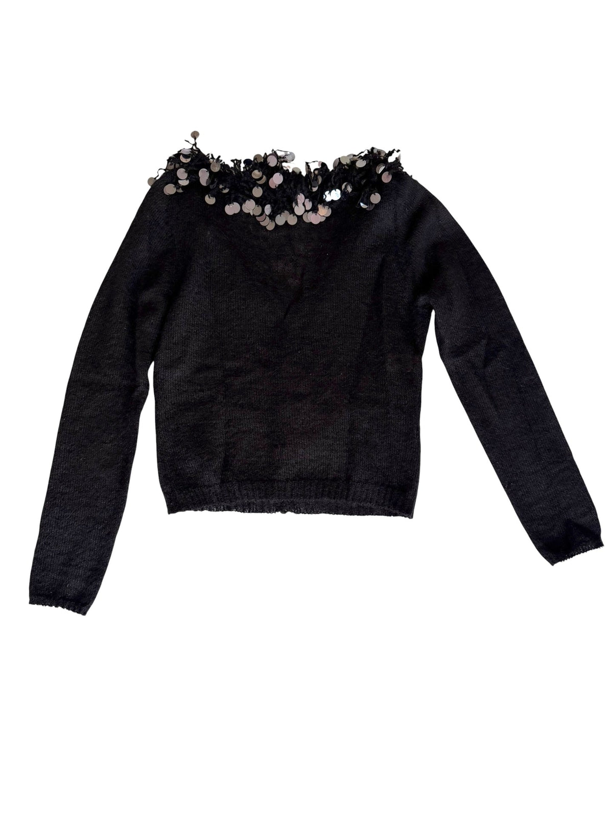 Moschino black wool cardigan with silver pailletes