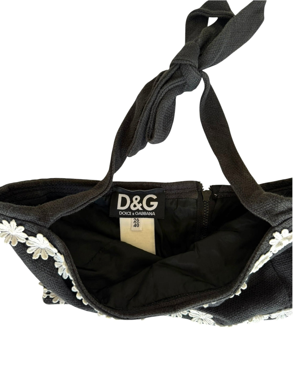 Dolce & Gabbana black top with daisy flowers