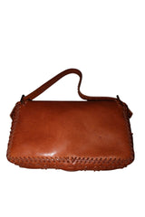 Fendi baguette whipstich tan brown leather bag