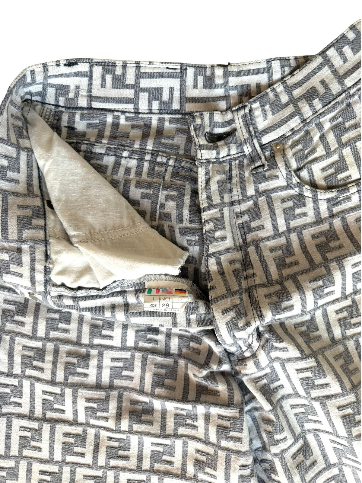 Fendi grey and white logo jeans