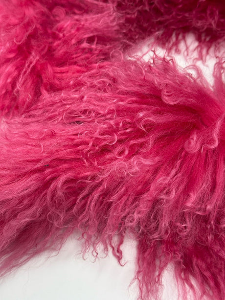 Moschino Fuschia Mongolian Lam Fur Wrap