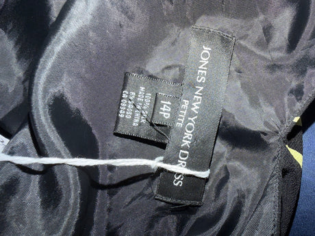 Black silk dress with green and blue flowers - cold water creek - sku tuv #4445