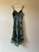 Zebra blue and green dyed mesh dress