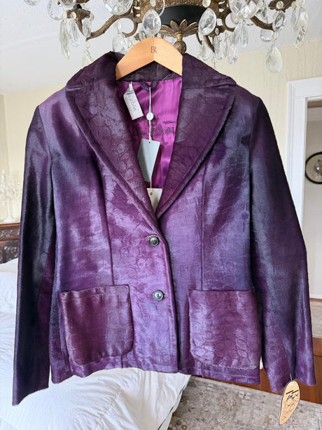 Rare Vintage Mila Schon Purple Pony Hair Jacket with tags from Iris Apfel personal collection - size 6