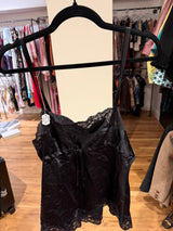 100% black silk tank top w/ lace / sku tuv 1117