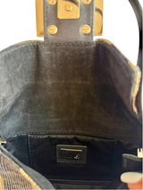 Fendi mini gold and black sequin baguette bag