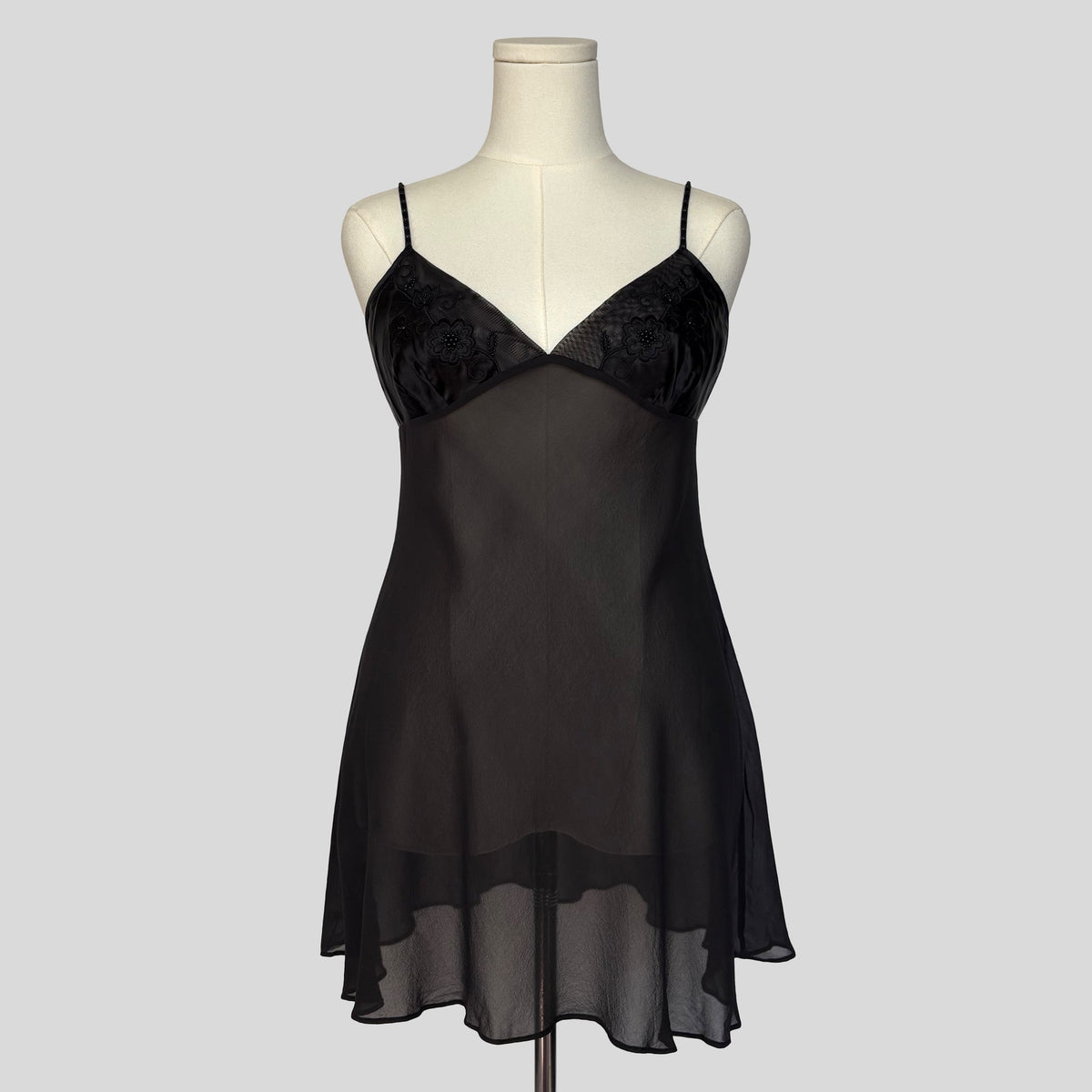 Sheer beaded silk bust slip