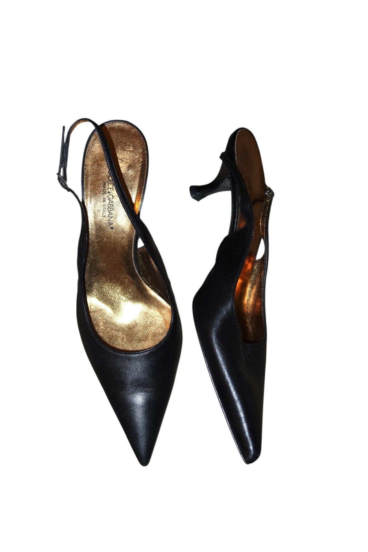 Dolce & Gabbana black leather slingback heels (35.5)