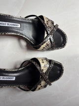Manolo Blahnik EU 38 Grey Snakeskin Crisscross Strap Sandal