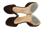 Oscar de la Renta brown peep toe heels with rose detail (38.5)