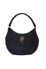 Dior black diorissimo hobo lovely charms canvas bag