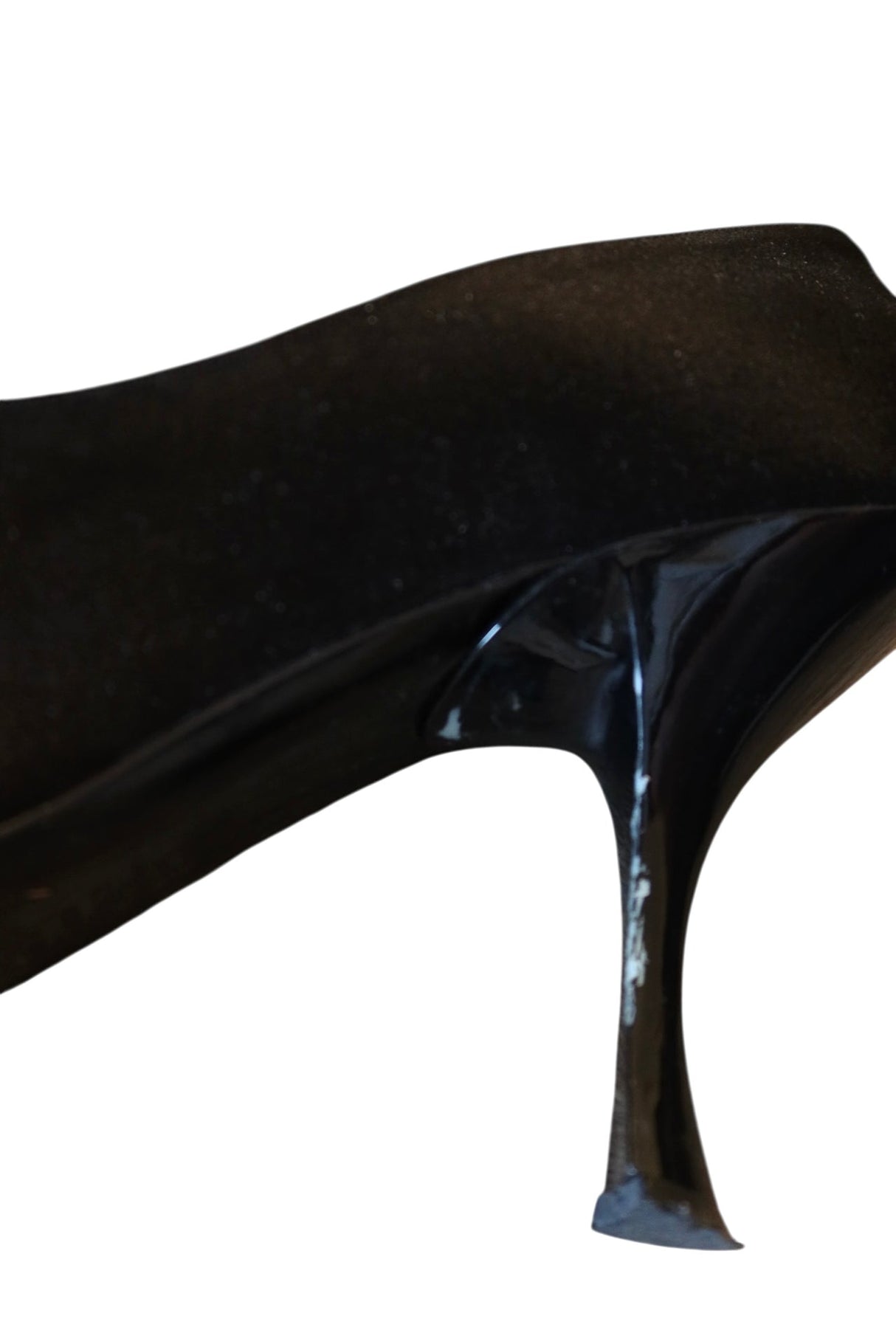 Moschino black satin heels with glitter hearts (39.5)
