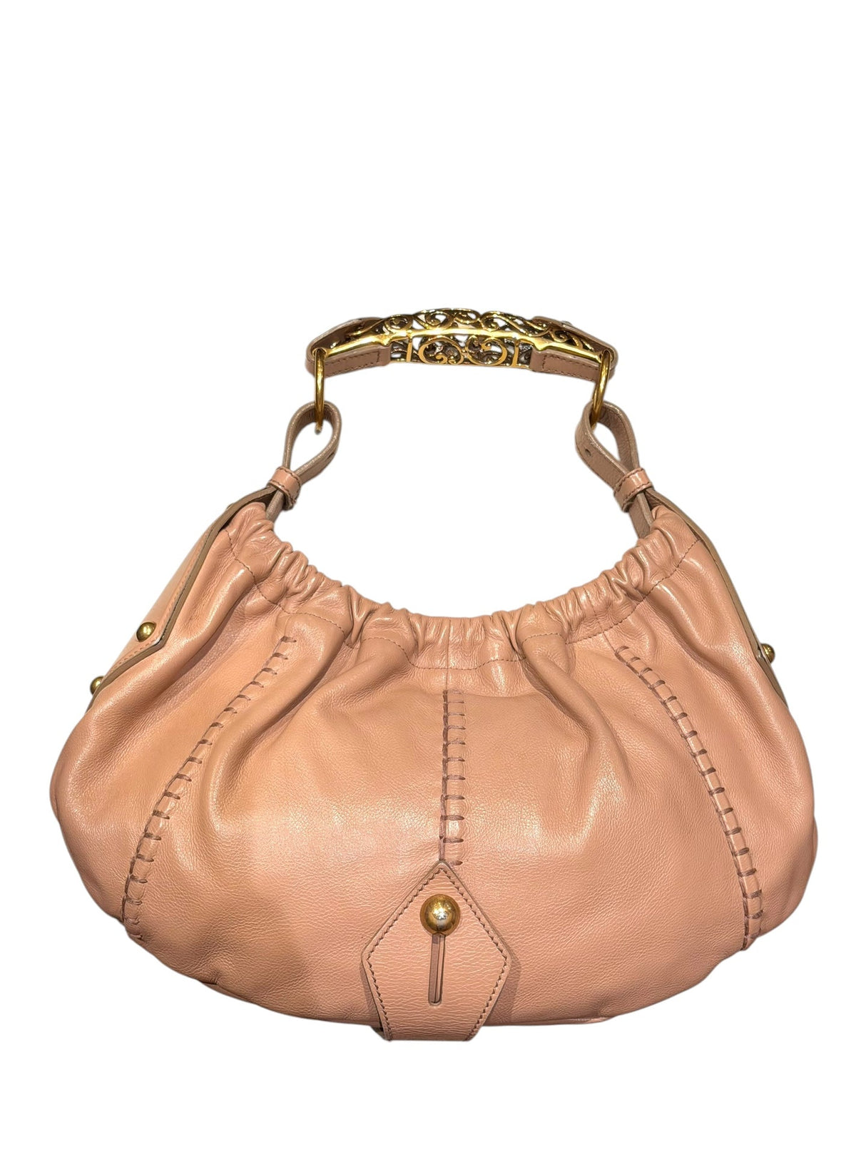 Yves Saint Laurent nude Mombasa hobo bag with ornate gold handle