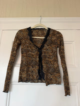 Cheetah top with black lace details - SKU TUV #45636