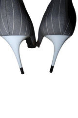 Dior grey/brown/white pinstriped heels (38)