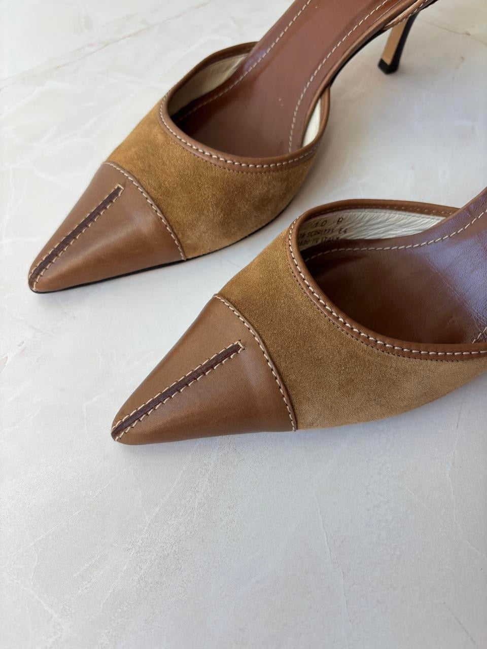 Coach US 10 Brown Suede Leather D'Orsay Pointed Toe Pump
