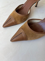 Coach US 10 Brown Suede Leather D'Orsay Pointed Toe Pump