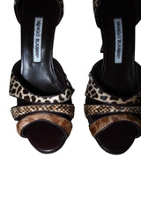 Manolo Blahnik multi animal print ponyhair d’orsay heels (40.5)