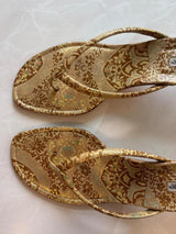 Manolo Blahnik EU 40.5 Gold Brocade Thong Sandal