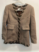 Valentino boutique Brown Tweed blazer with brown and gold details size 8