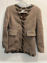 Valentino boutique Brown Tweed blazer with brown and gold details size 8