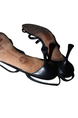Manolo Blahnik black strappy slingback heels (36)