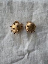 Gold multi color gem sputnik clip ons