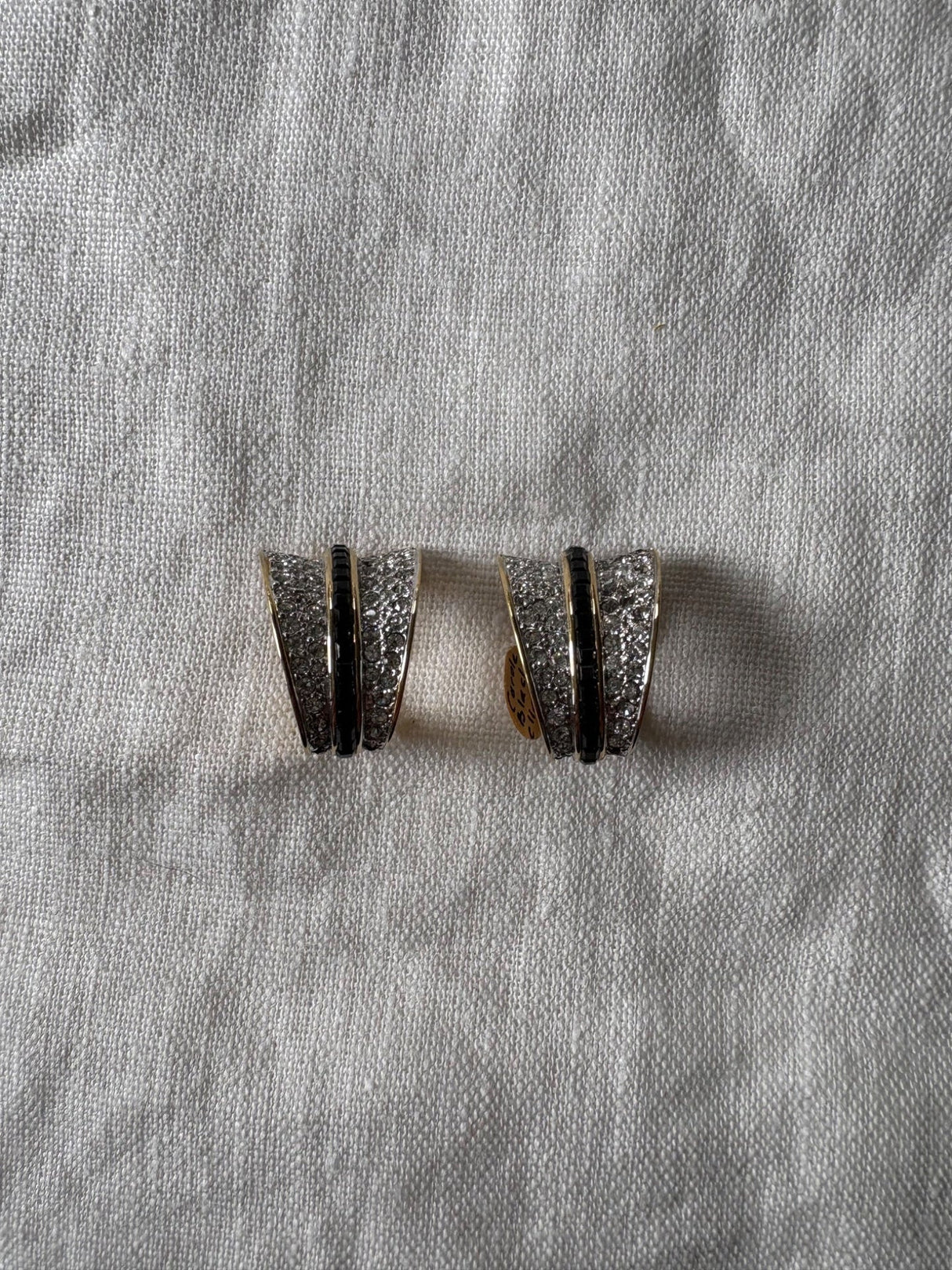 Black and Crystal rhinestone earrings