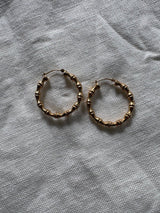 14k Bamboo medium hoops