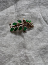 Victorian 14k Jade fern brooch