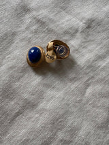 Gold and Lapis oval clip on earrings