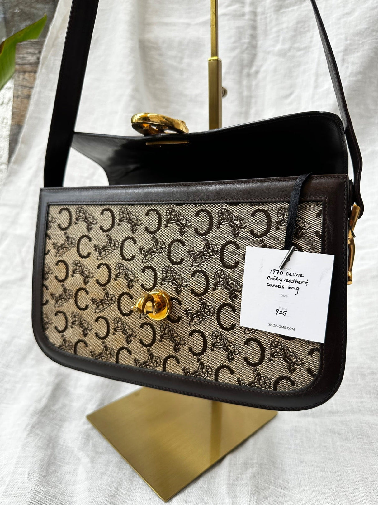1970 Cercey leather and canvas bag