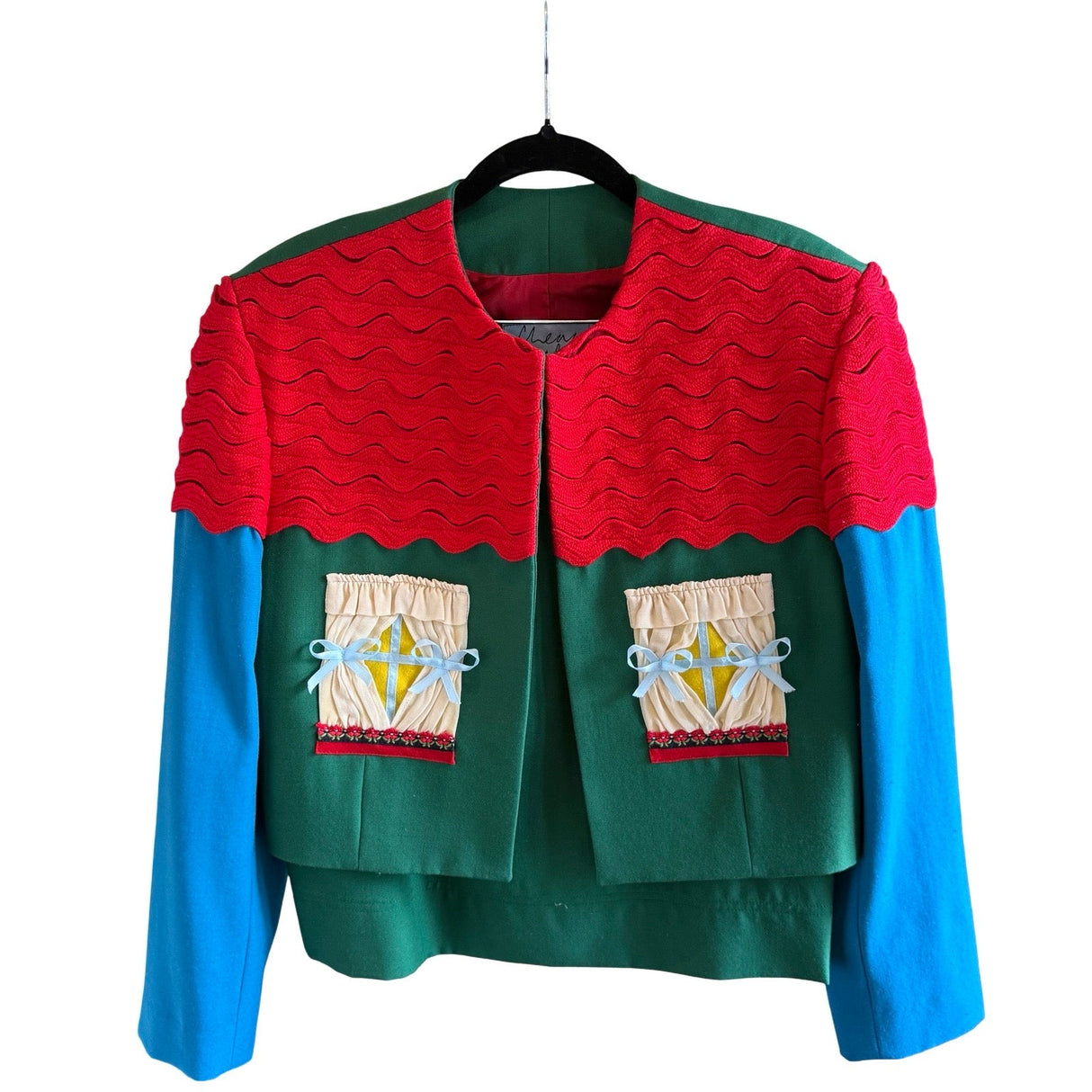 Moschino Cheap & Chic Green & Red Wool House Curtains Skirt Suit