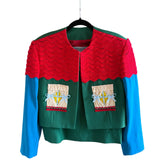 Moschino Cheap & Chic Green & Red Wool House Curtains Skirt Suit